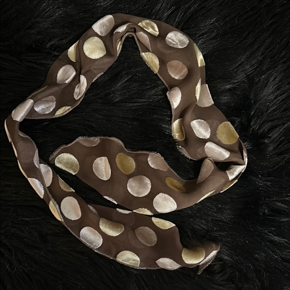 NEW Vintage Style Neck Hair Scarf Brown Polka Dot
